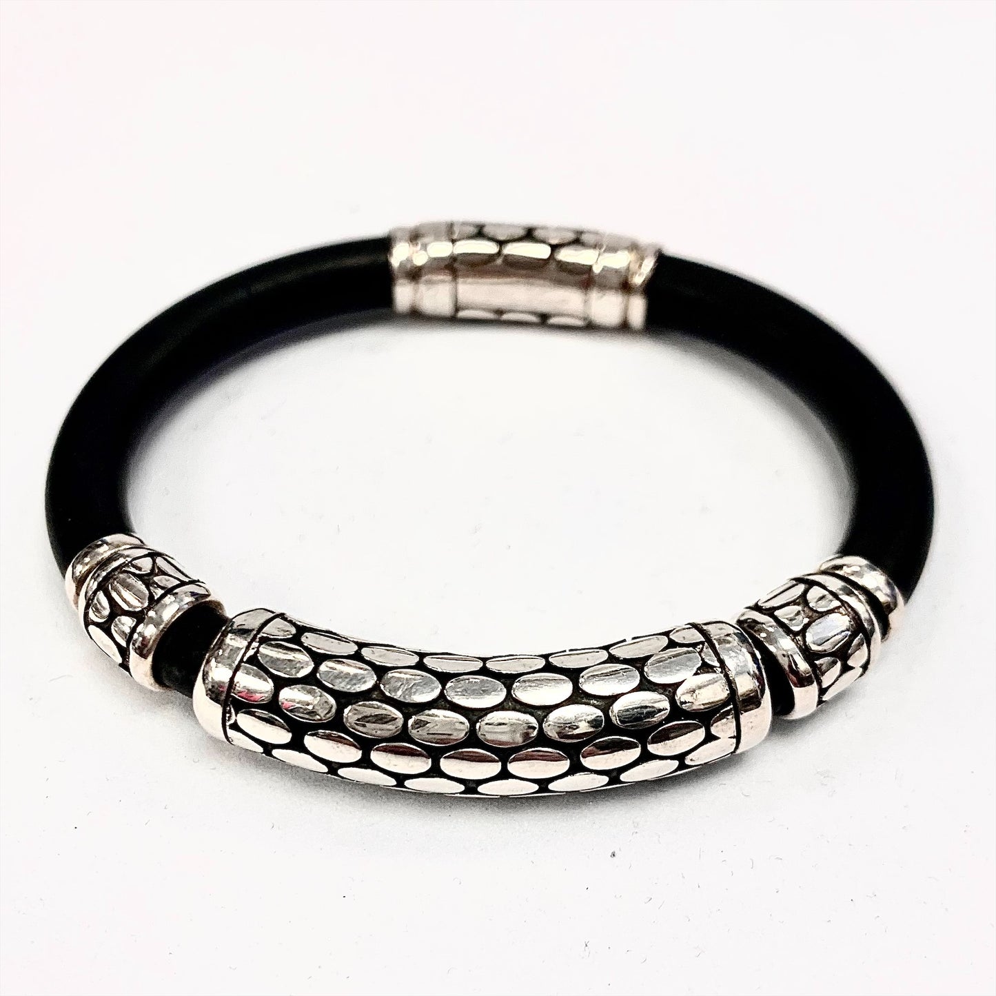 Bracelet - Silver and Black - Red Silver 9.25