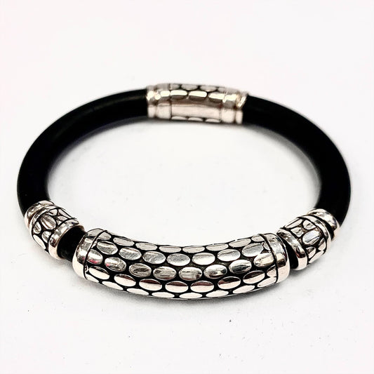 Bracelet - Silver and Black - Red Silver 9.25