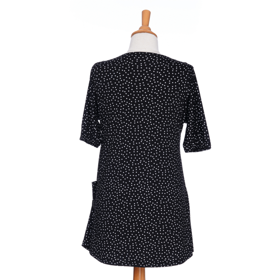 Martini tunic with black and white polka dots
