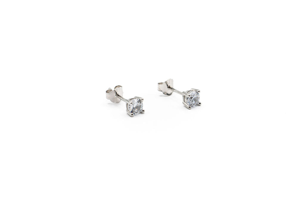 Boucles d''oreilles - Zircon 4mm - Rouge Argent 9.25