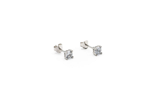 Earrings - Zircon 4mm - Red Silver 9.25