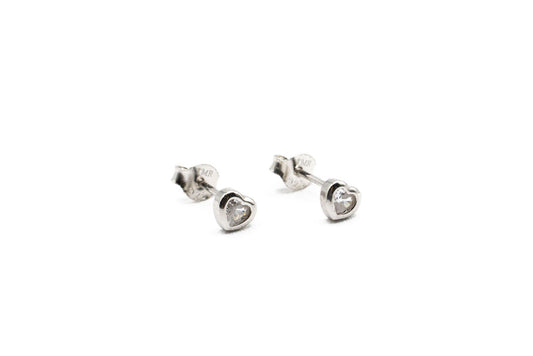 Boucles d''oreilles - petit coeur - Transparent - Rouge Argent 9.25