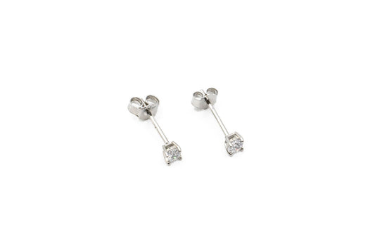 Earrings - Zircon 3mm - Red Silver 9.25