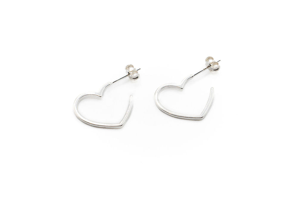 Earrings - Heart - Red - Red Silver 9.25