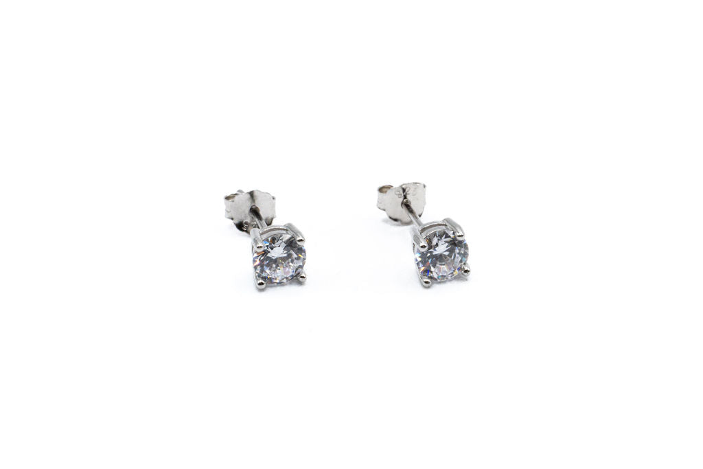 Boucles d''oreilles - Zircon 5mm - Rouge Argent 9.25