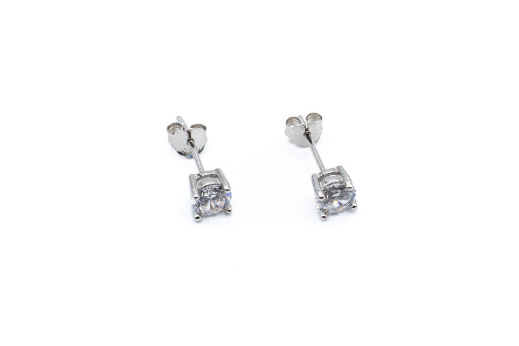 Boucles d''oreilles - Zircon 5mm - Rouge Argent 9.25