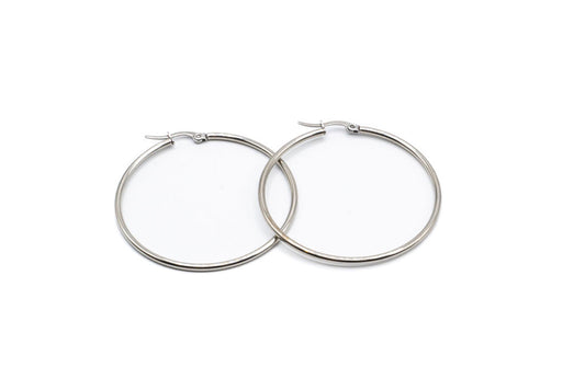 Bo Cercle - Argent - Rouge Inox