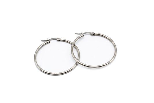 Bo Cercle - Argent - Rouge Inox