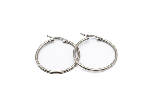 Bo Cercle - Argent - Rouge Inox