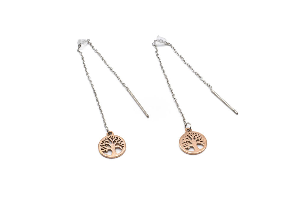 Bo Arbre de Vie Longue et Petite - Or Rose - Rouge Inox