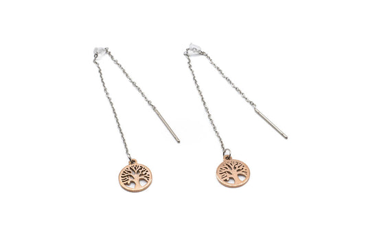 Bo Arbre de Vie Longue et Petite - Or Rose - Rouge Inox