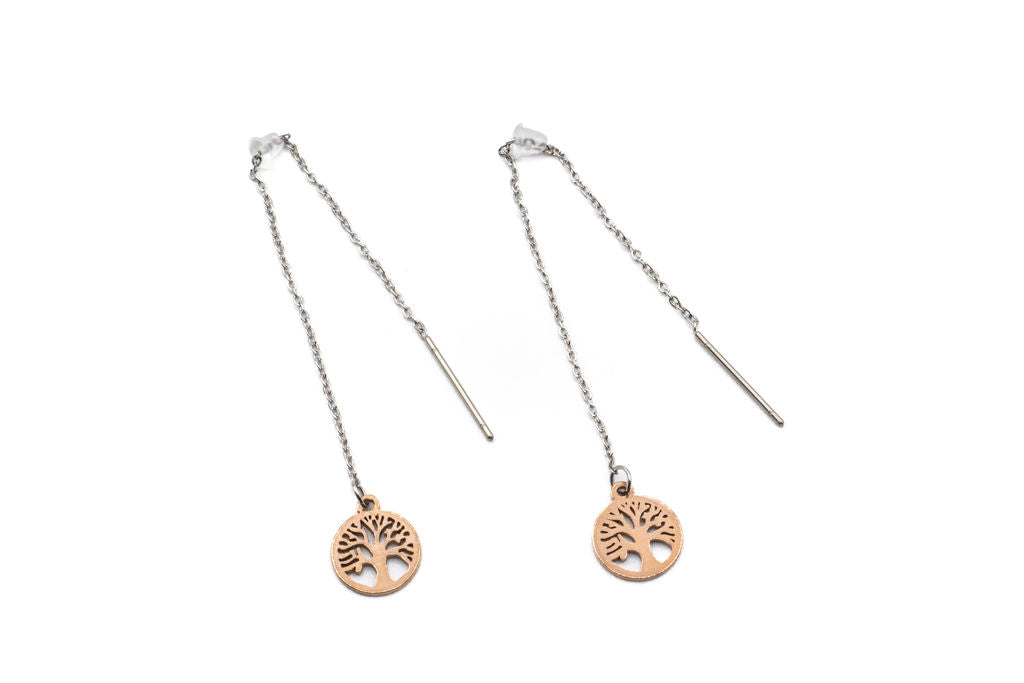 Bo Arbre de Vie Longue et Petite - Or Rose - Rouge Inox