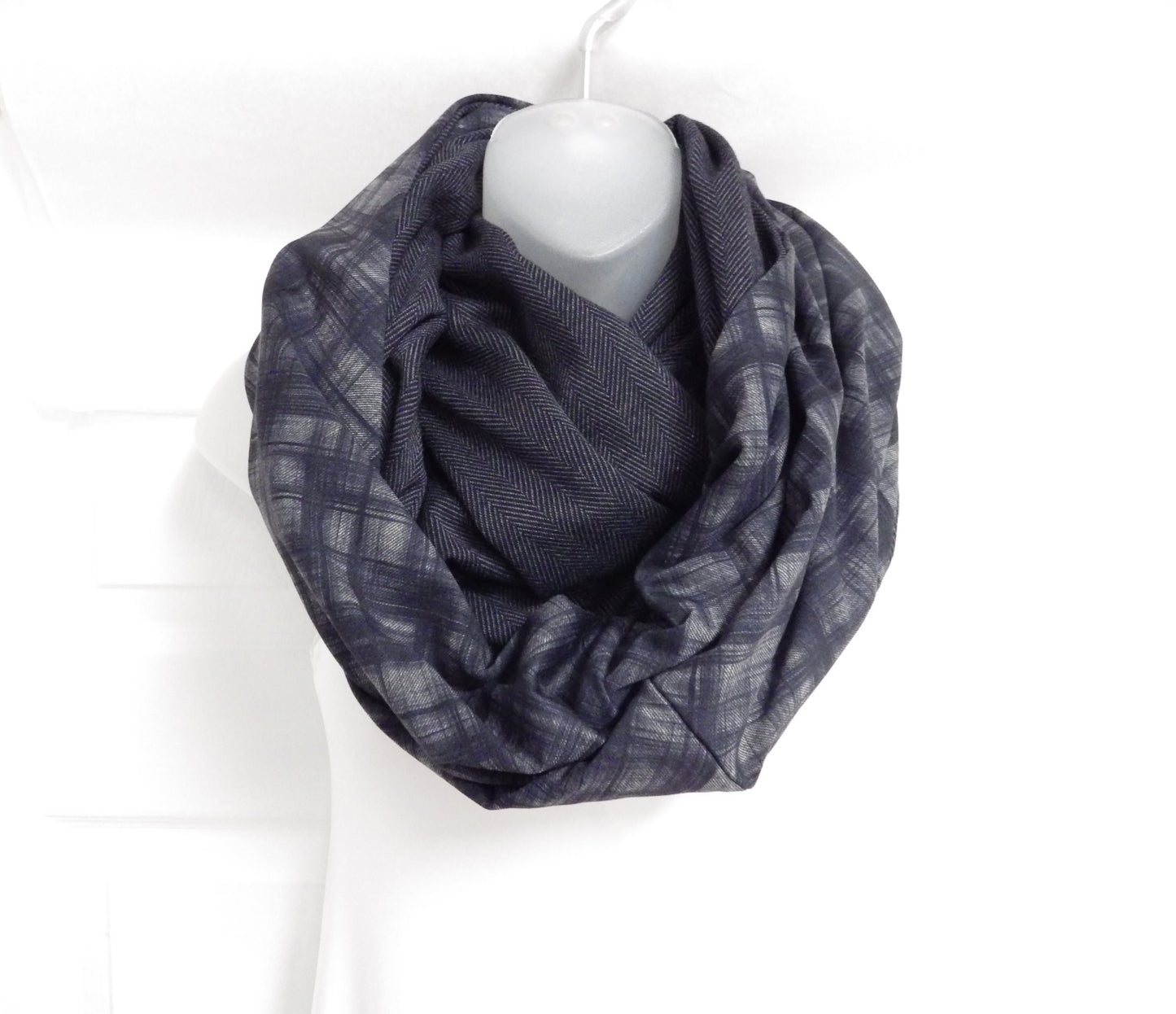 Foulard Baluchon bleu tartan/chevron