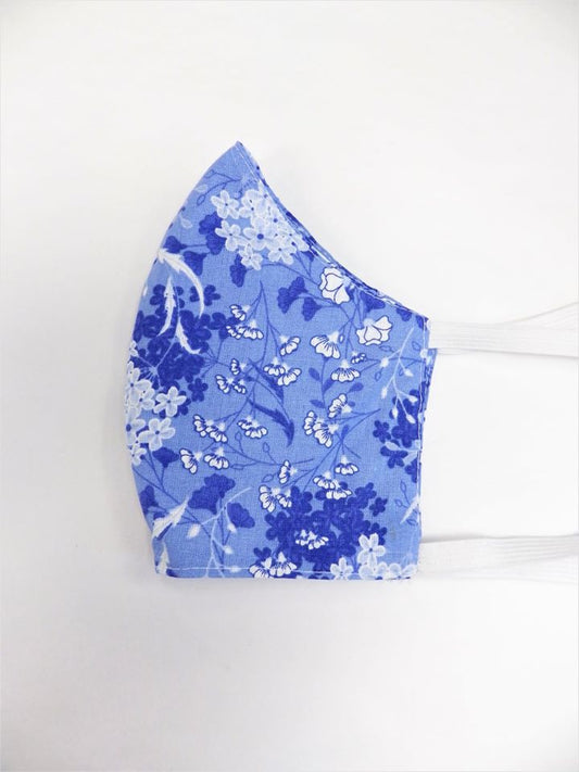 Bleu & fleurs blanches