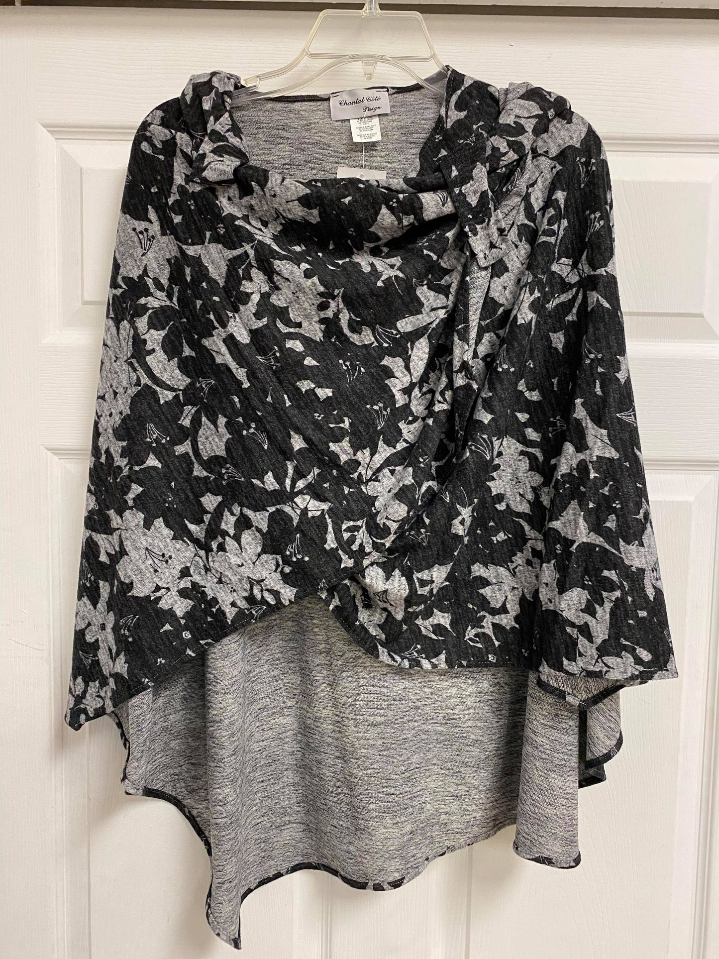 Grey and Black Flower Shawl C127