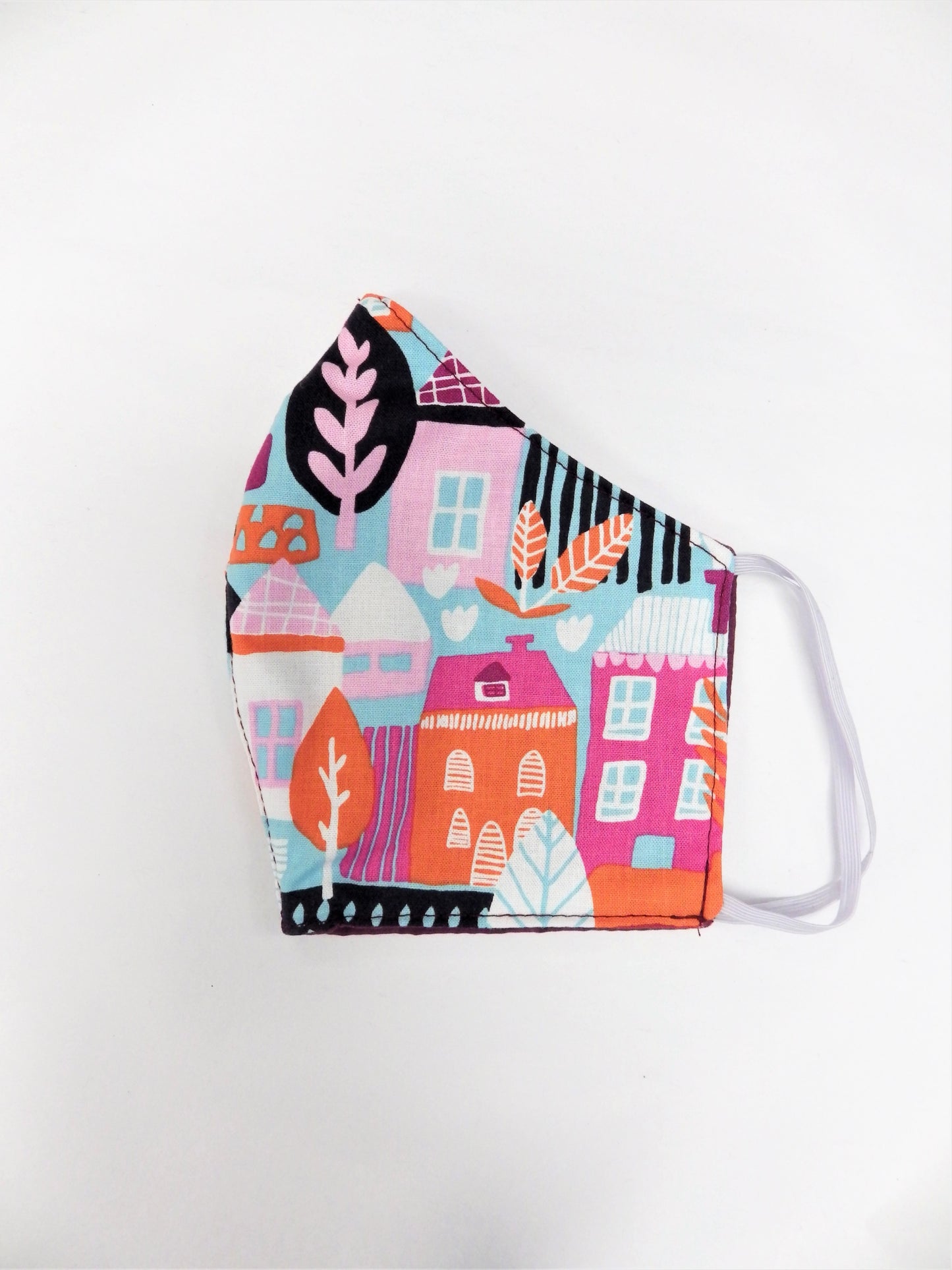 Bleu & maisons roses