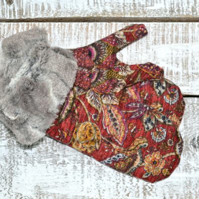 Mitaines Baluchon fleuri rouge