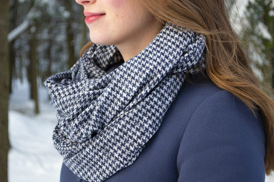 Foulard Baluchon pied-de-poule bleu