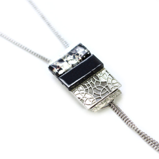 Simple Mosaik Necklace - black - Cré'art