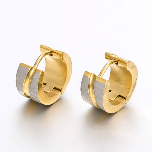 BO anneau argent avec rainure or - Rouge Inox