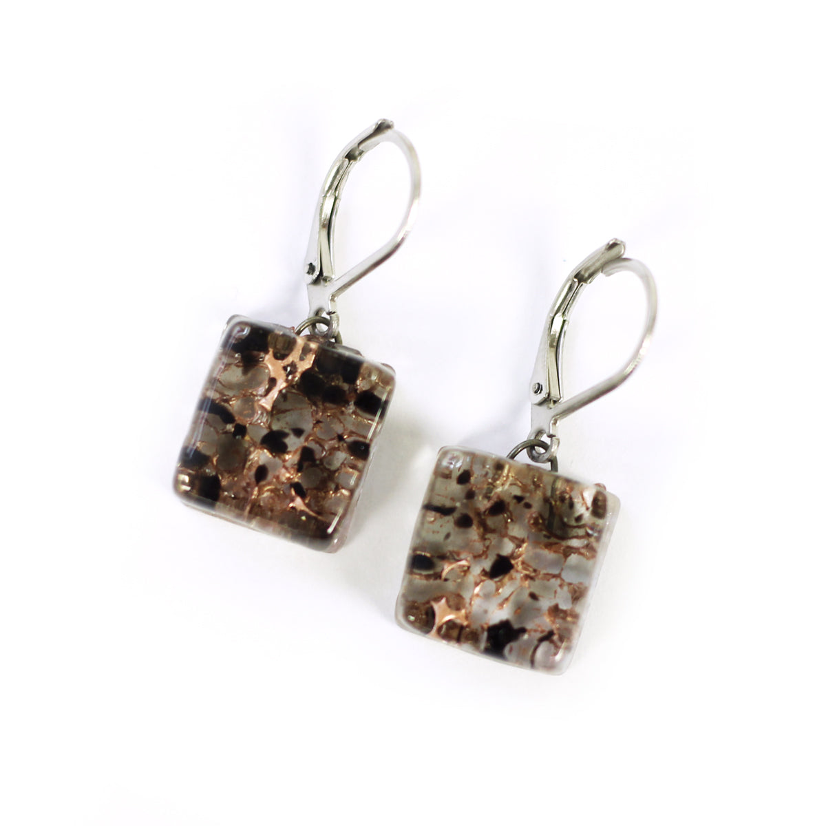 Boucles d'oreille Carré motifs - Créart (plusieurs couleurs disponibles)