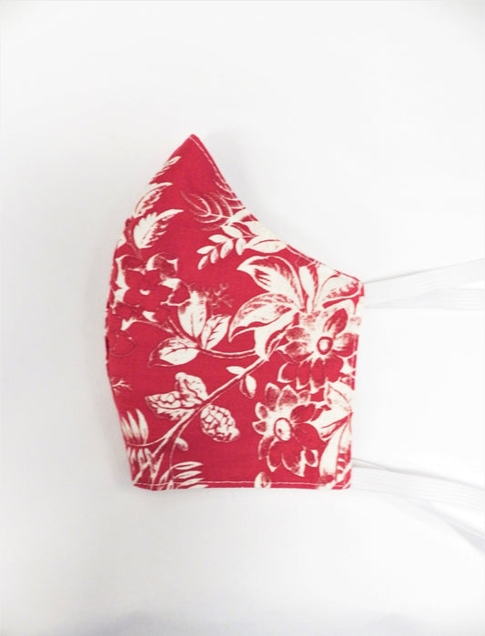 Rouge & fleurs blanches