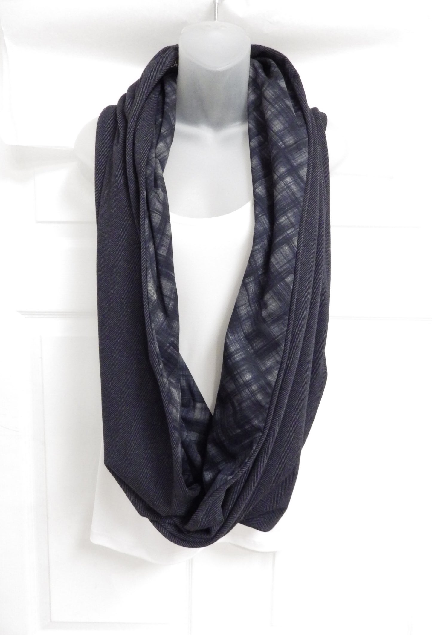 Foulard Baluchon bleu tartan/chevron