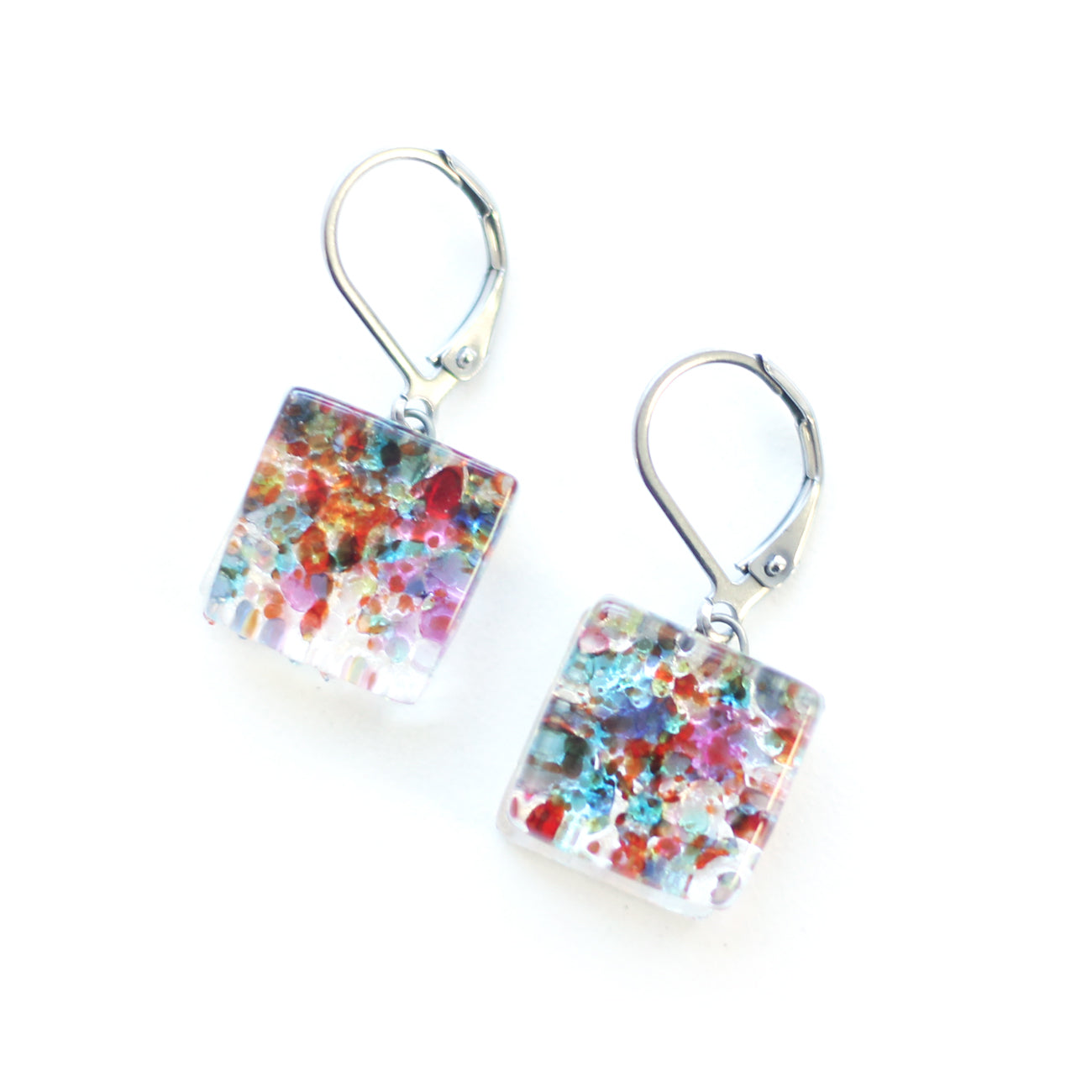 Boucles d'oreille Carré motifs - Créart (plusieurs couleurs disponibles)