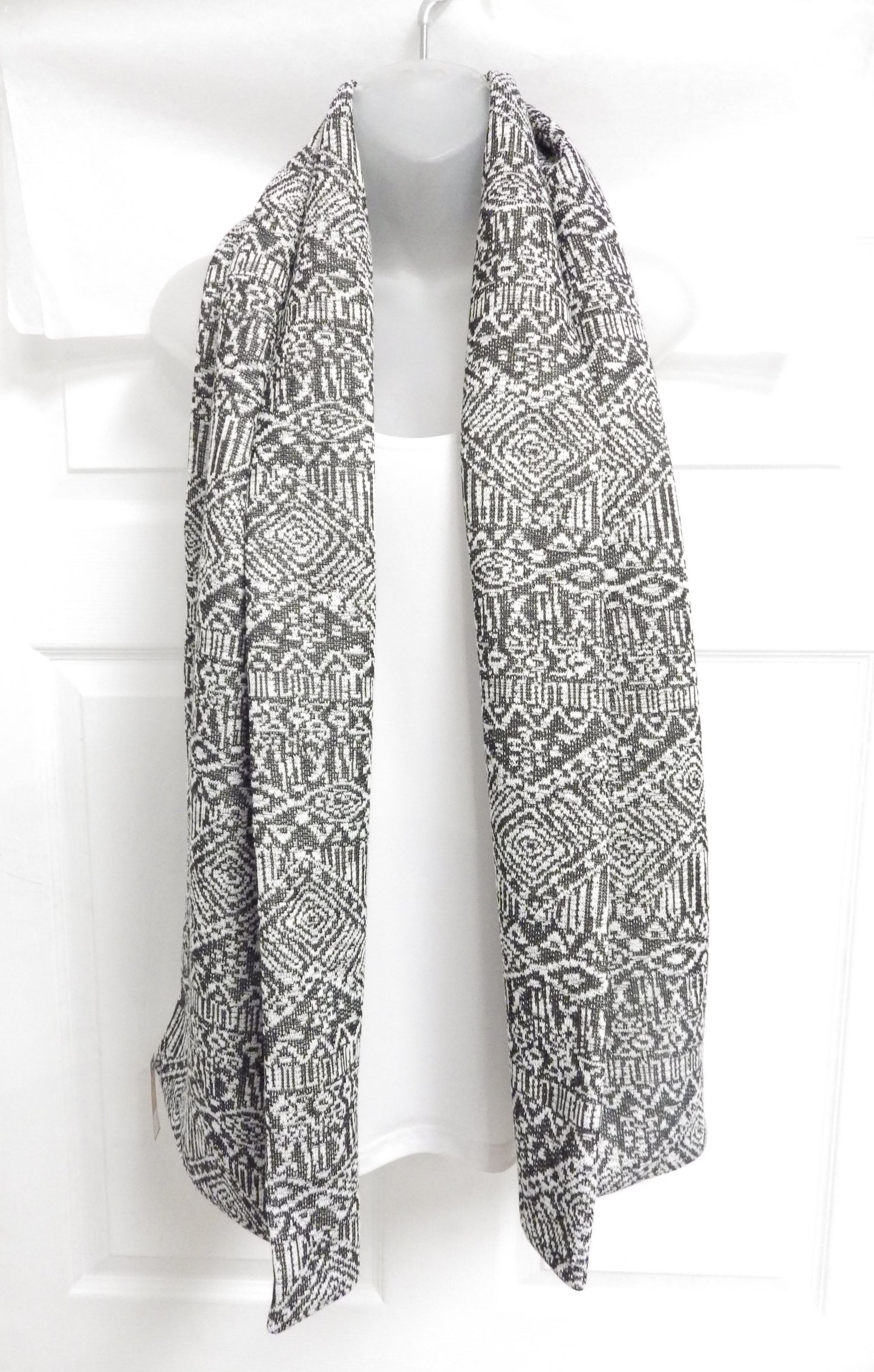 Foulard ouvert Baluchon motif gris/blanc