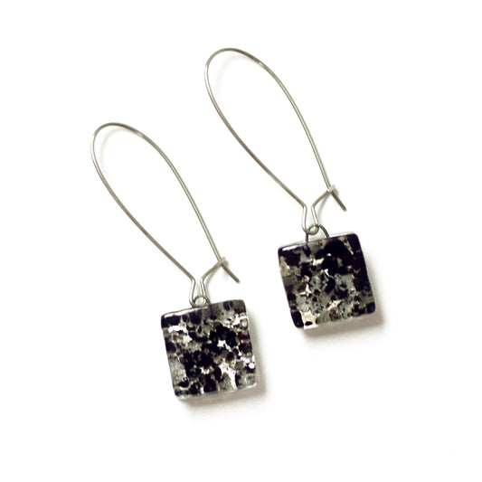 Boucles d'oreilles carrées Motifs sur long crochet - Créart