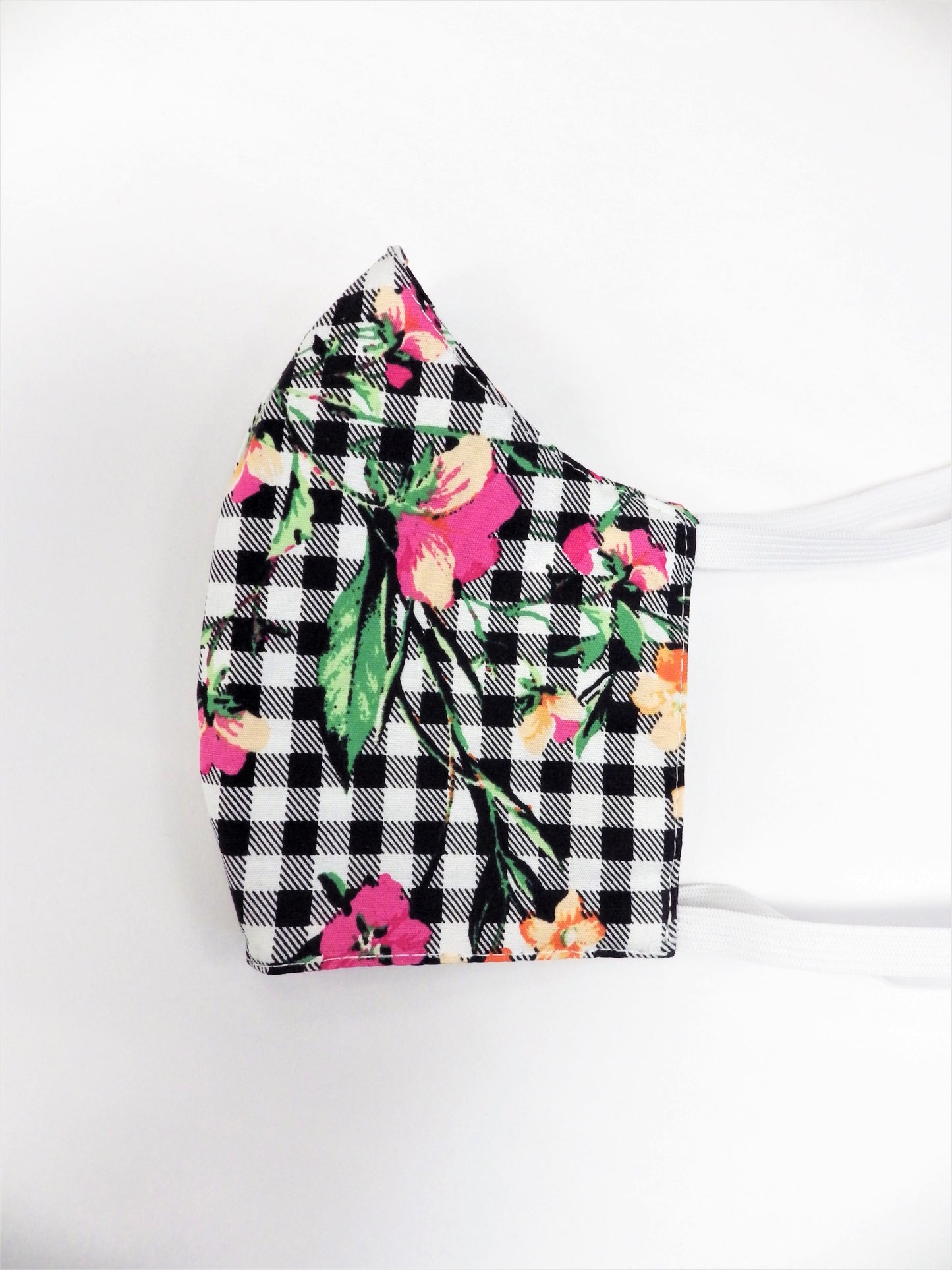 Carreaux noirs et blancs & fleurs