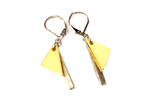 Suspendues à l'oreille Doublette Triangle Tige - Rouge Bijoux