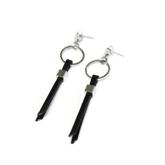 Boucles Lara avec cuir - Noir - Créart