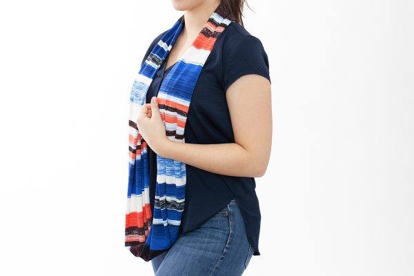 Foulard Baluchon blanc, bleu et corail