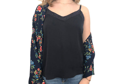 Foulard châle Baluchon marine fleuri