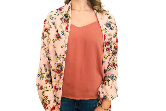 Foulard châle Baluchon fleuri rose