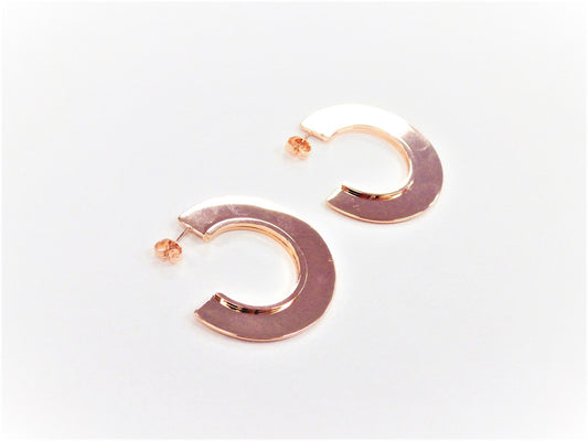 BO Large anneau coupé Inox Or rose - Rouge Inox