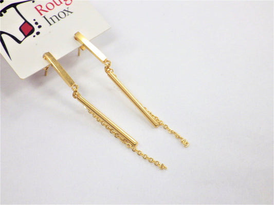 BO tige et chaîne or - Rouge inox