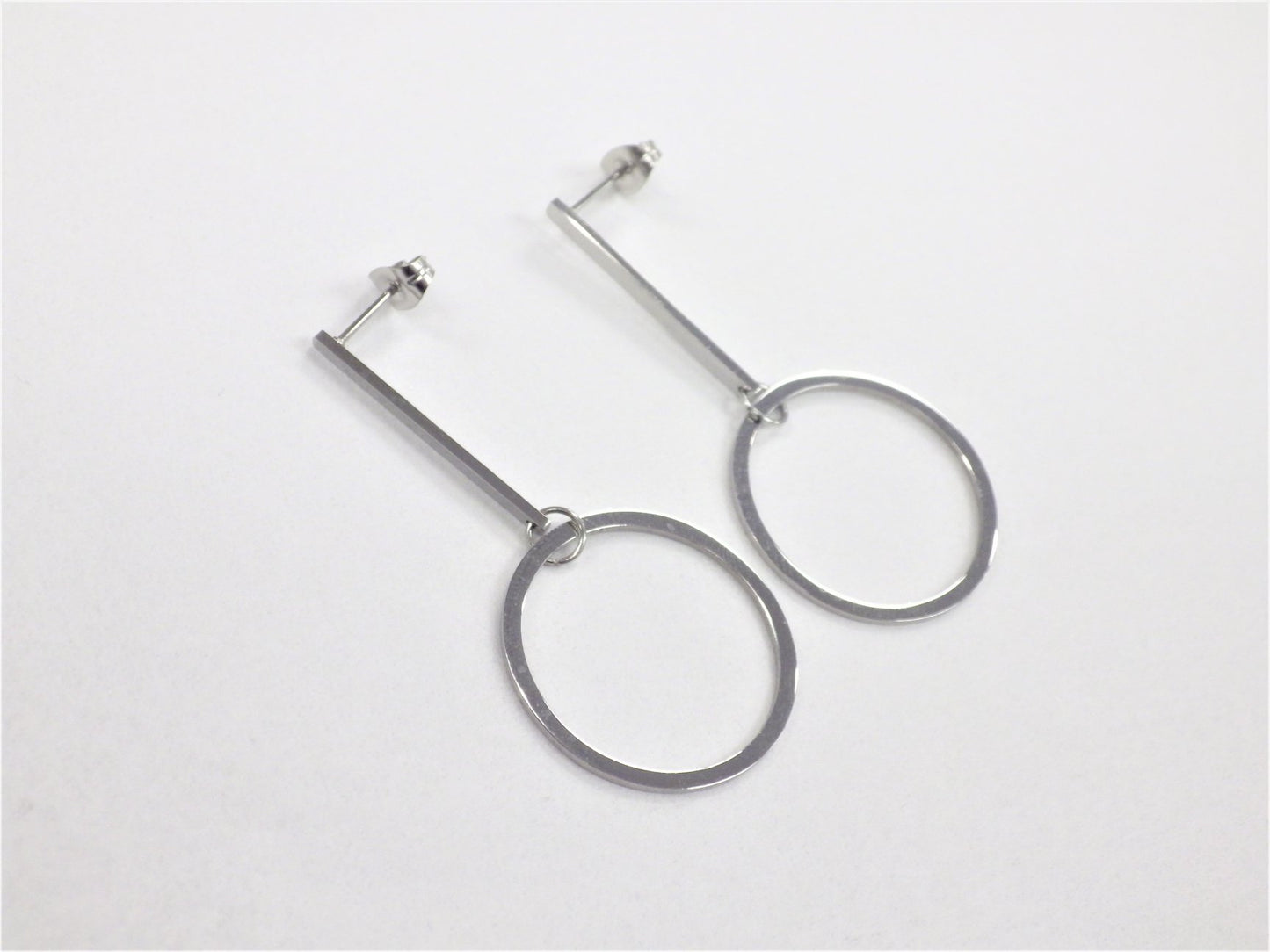 BO cercle et tige argent - Rouge Inox