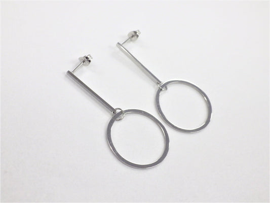 BO cercle et tige argent - Rouge Inox