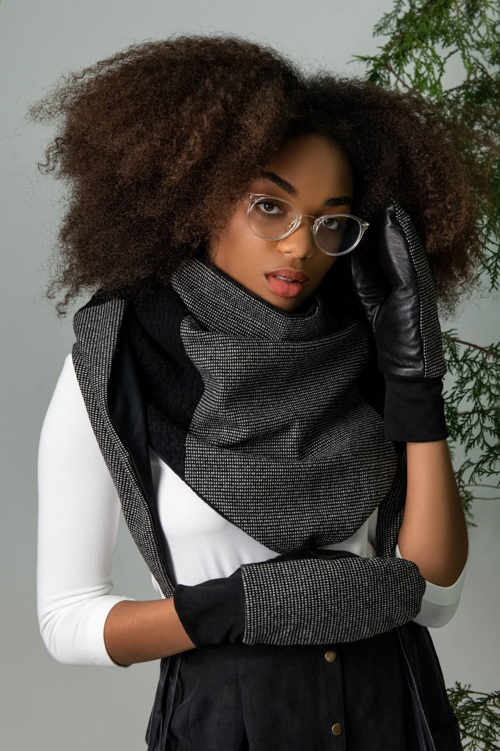 Mitaine Kazak Tricot Trait noir