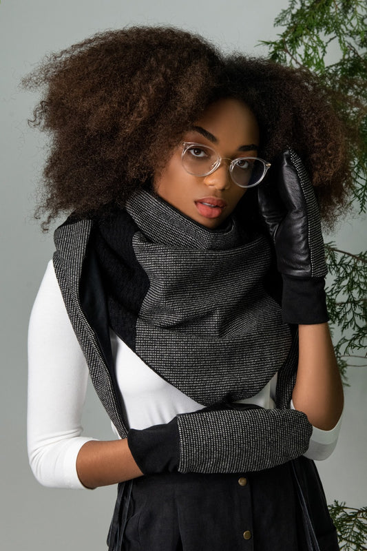 Mitaine Kazak Tricot Trait noir