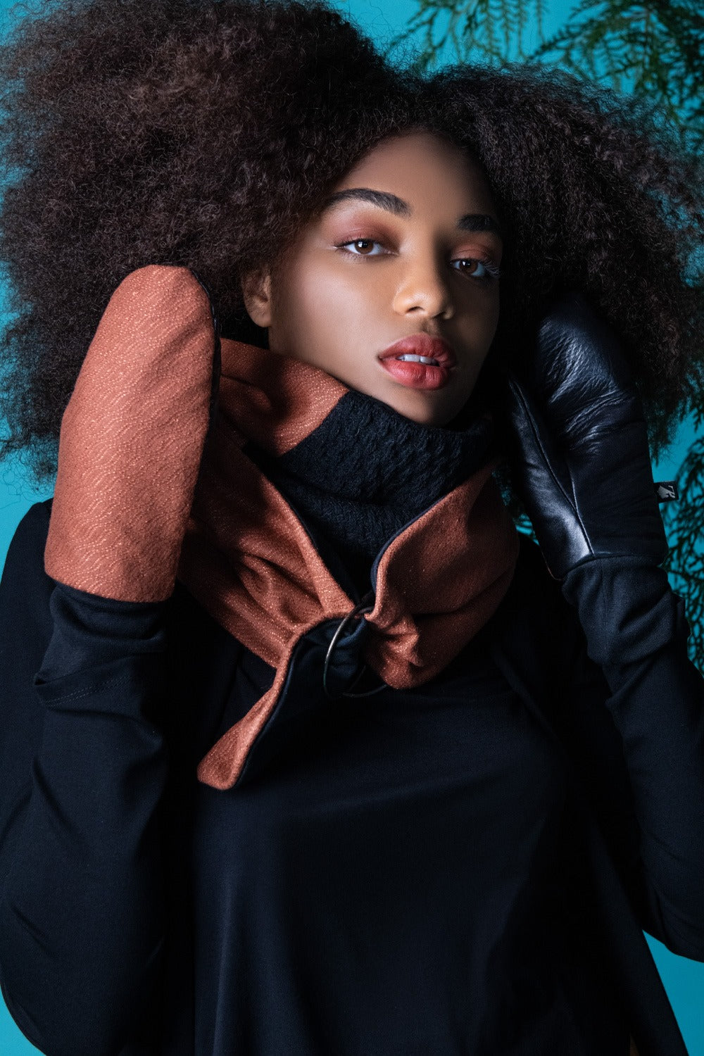 Mitaine Kazak Tricot Motif vieux rose