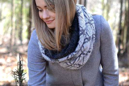 Foulard tube Baluchon gris et blanc