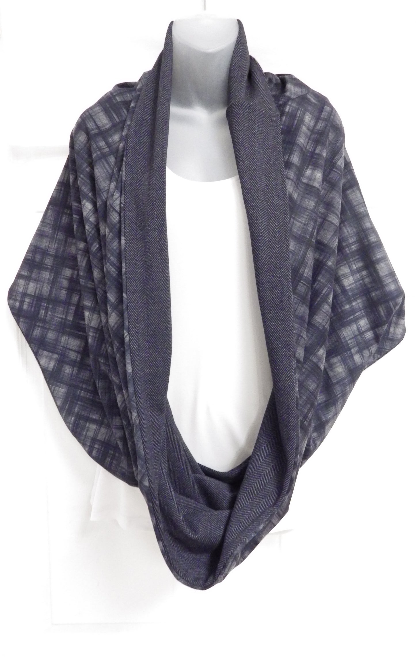 Foulard Baluchon bleu tartan/chevron