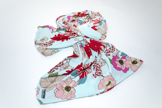 Foulard châle Baluchon bleu fleuri