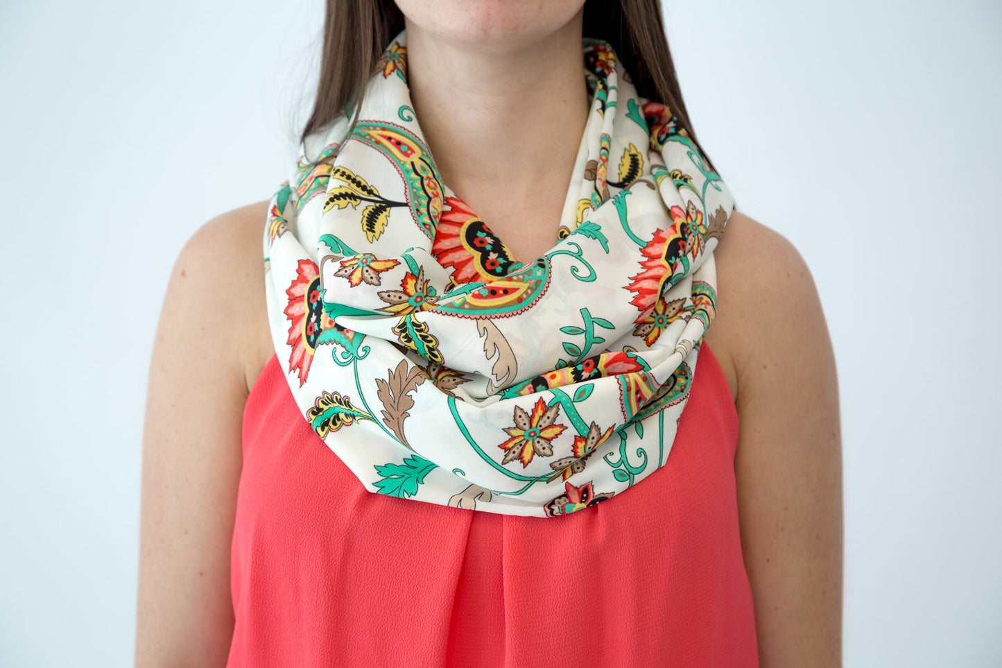 Foulard Baluchon blanc fleuri