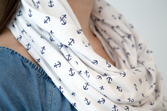 Foulard Baluchon blanc et ancres