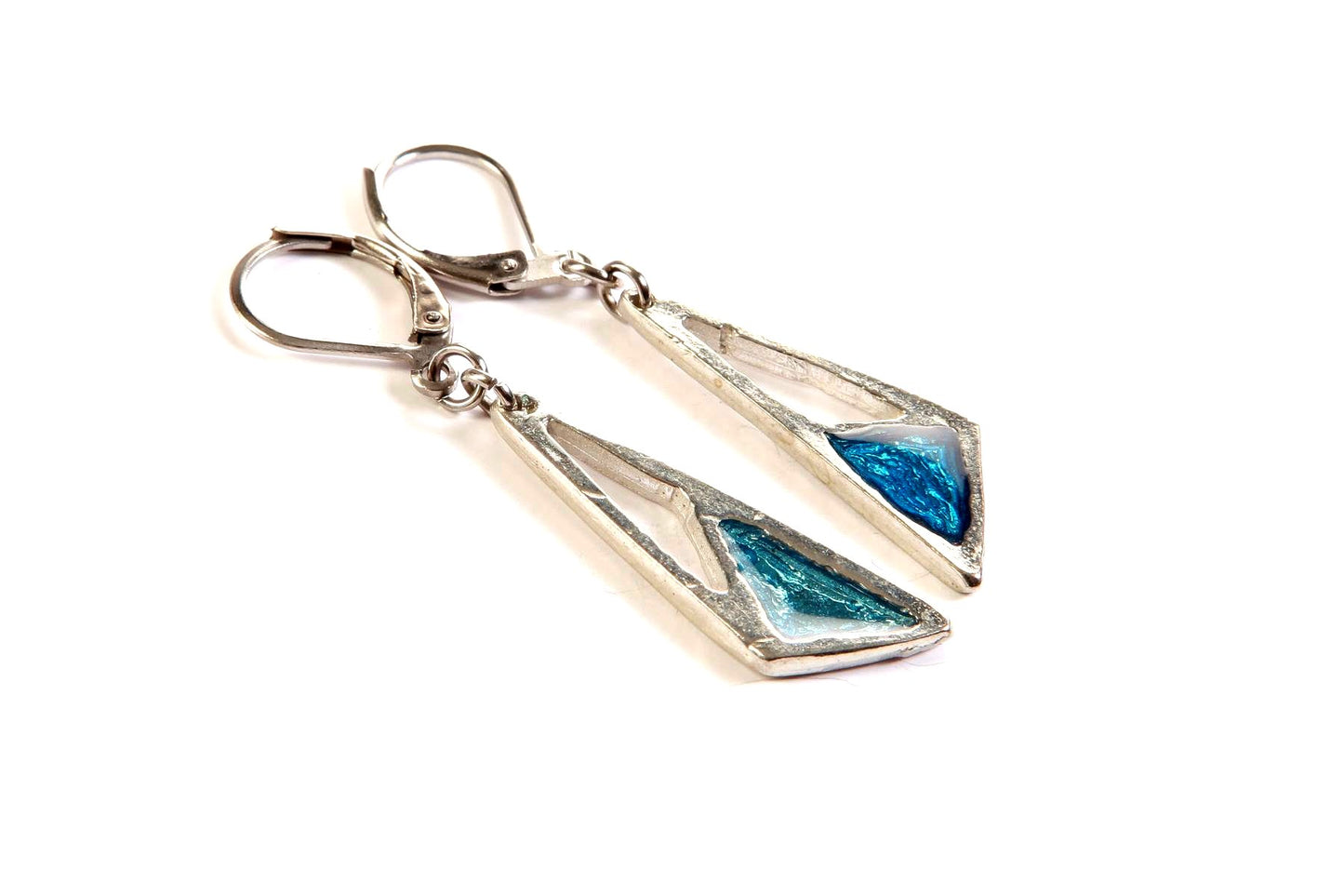 Suspendues à l'oreille Triangle Double Naturel - Rouge Bijoux