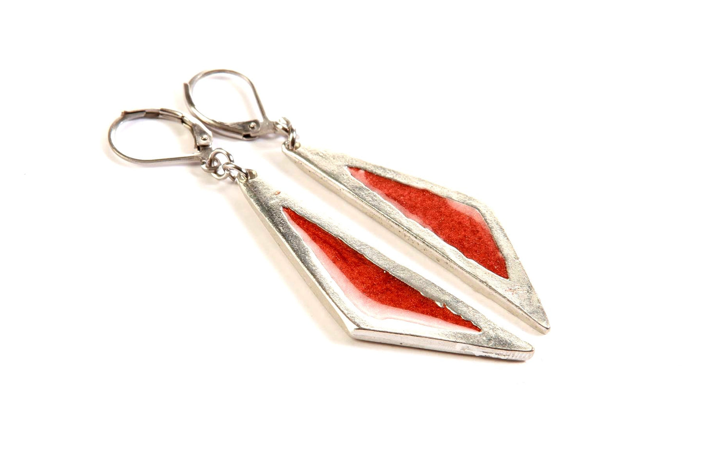 Suspendues à l'oreille Gros Triangle 45mm Naturel - Rouge Bijoux